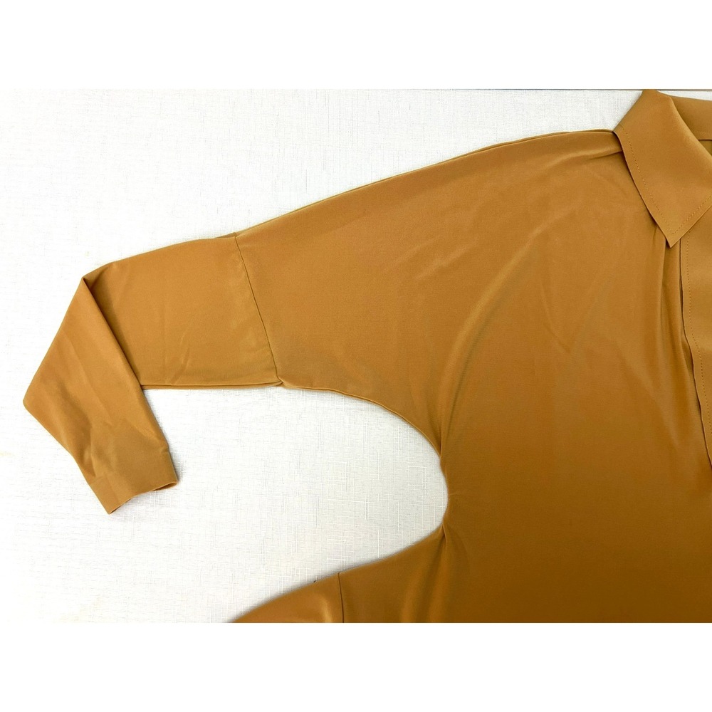 NWT Norma Kamali Romper Gold Poly‎ Spandex Sash Belt Collared V-Neck SZ XS - Picture 9 of 16